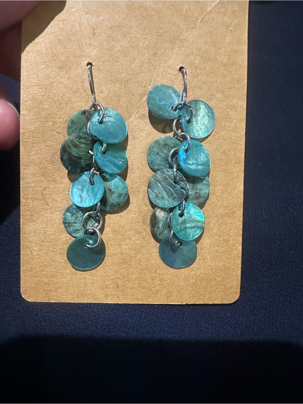 Handmade Teal Disc Drop Earrings - Women Jewelry